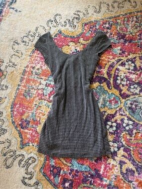 Free People Textured Gray Scoop Neck Mini Dress